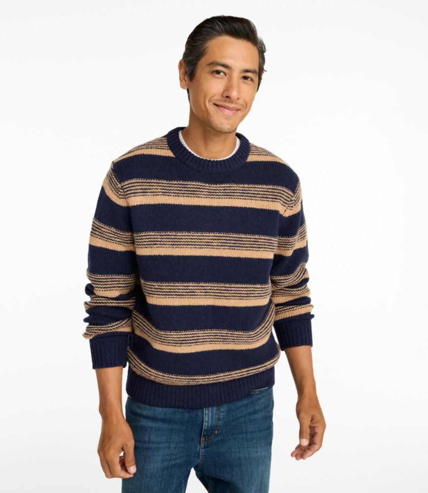 Men's Bean's Classic Ragg Wool Sweater, Crewneck, Stripe - US 1401